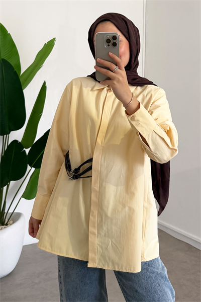 Kemer Detaylı Gömlek - Sarı