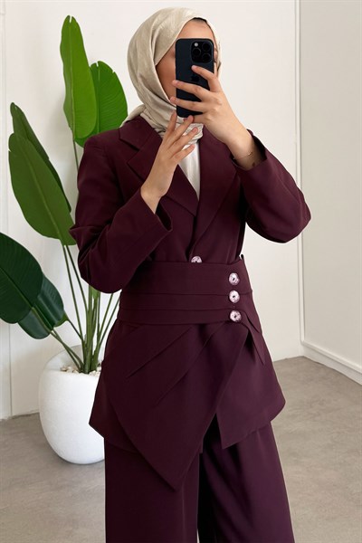 Kemer Detaylı Takım  - Bordo