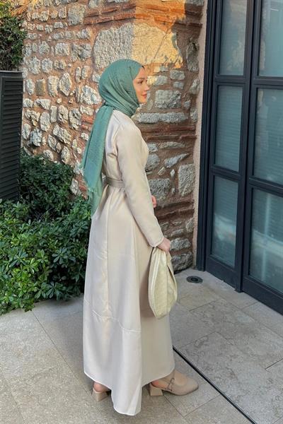 Kemerli Elbise 9-15501 - BEJ