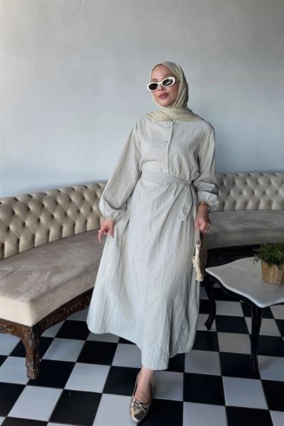 KEMERLİ ELBİSE 9-51523 - TAŞ