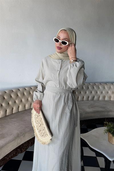 KEMERLİ ELBİSE 9-51523 - TAŞ