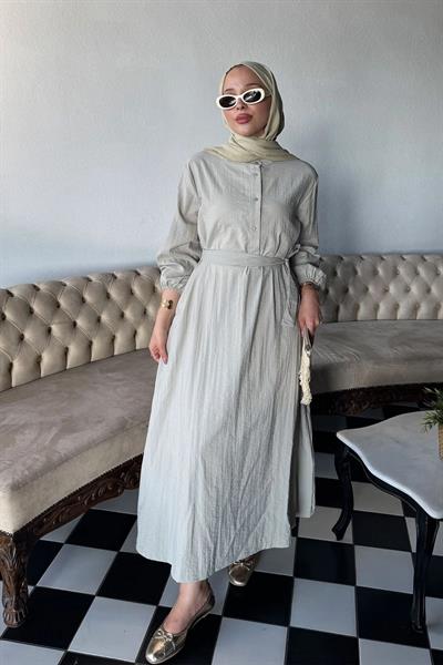 KEMERLİ ELBİSE 9-51523 - TAŞ