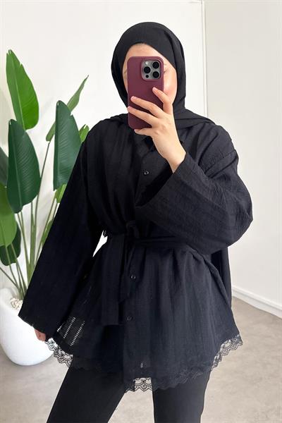 Kemerli Gömlek - Siyah