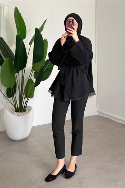 Kemerli Gömlek - Siyah