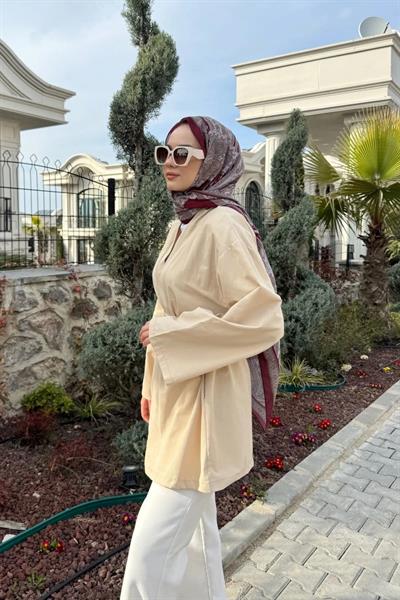 KEMERLİ KİMONO 9-15313 - BEJ