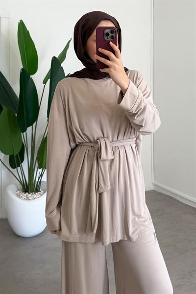 Kemerli Oyşo Takım - Bej