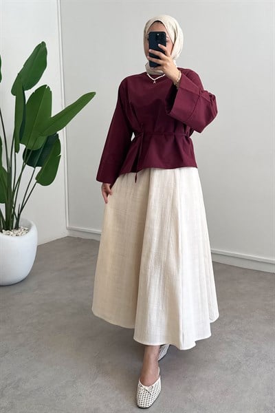 Kermerli Volan Tunik - Bordo