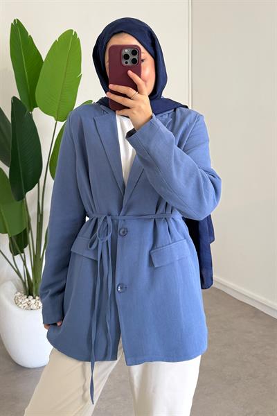 Keten Ceket - İndigo