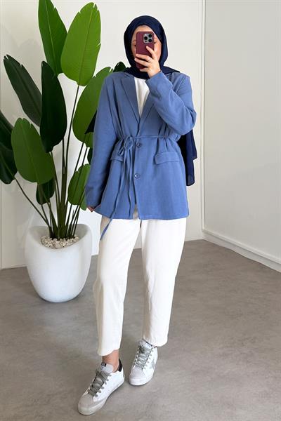 Keten Ceket - İndigo