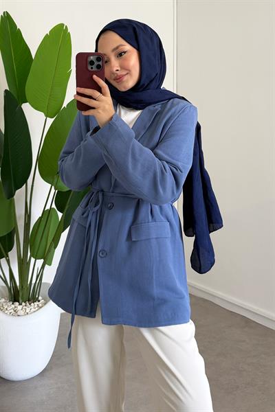 Keten Ceket - İndigo