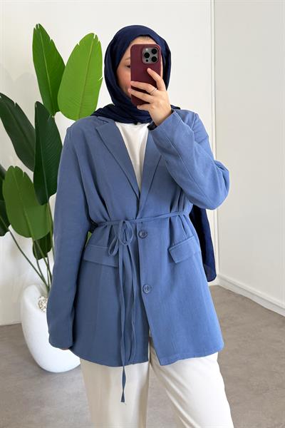 Keten Ceket - İndigo