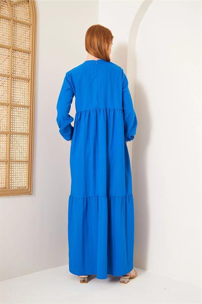 KETEN ELBİSE 4-6492 - İNDİGO