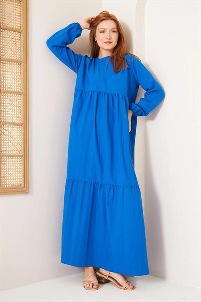 KETEN ELBİSE 4-6492 - İNDİGO