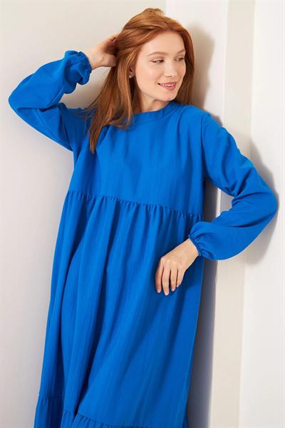 KETEN ELBİSE 4-6492 - İNDİGO