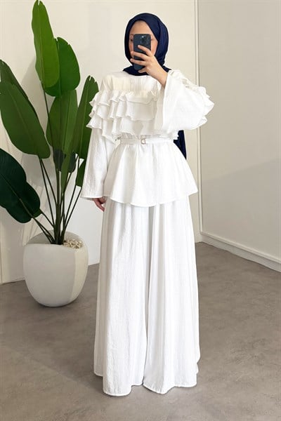 Keten Vual Takım - Ekru