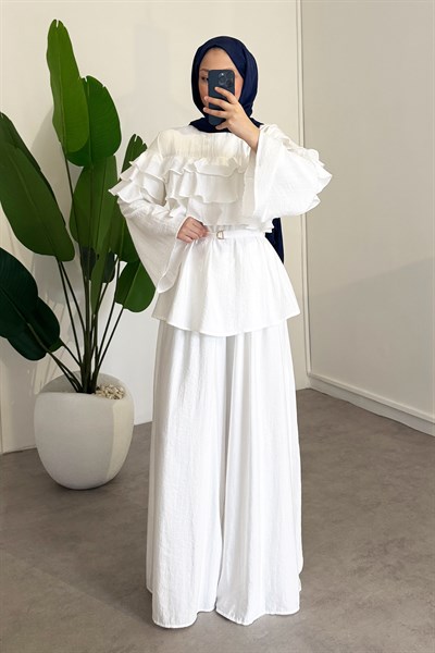 Keten Vual Takım - Ekru