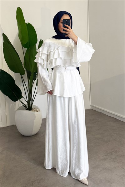 Keten Vual Takım - Ekru