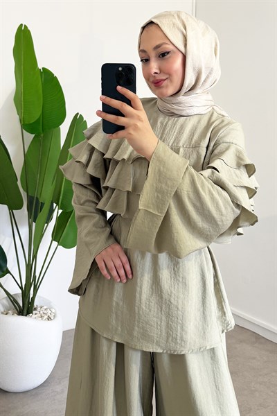 Keten Vual Takım - Olive