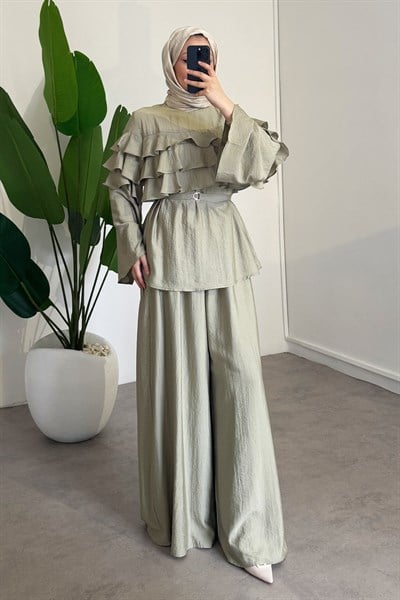 Keten Vual Takım - Olive