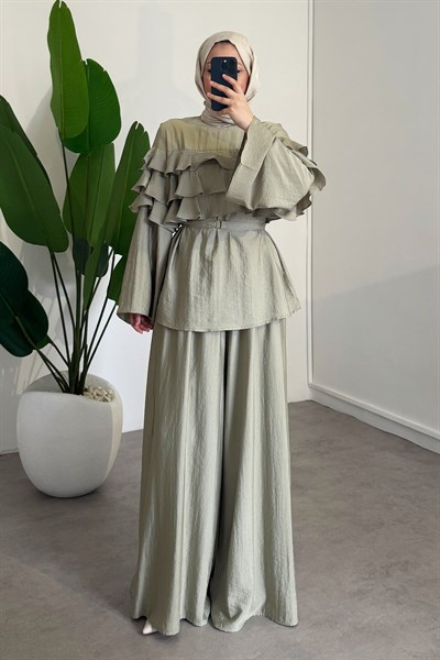 Keten Vual Takım - Olive