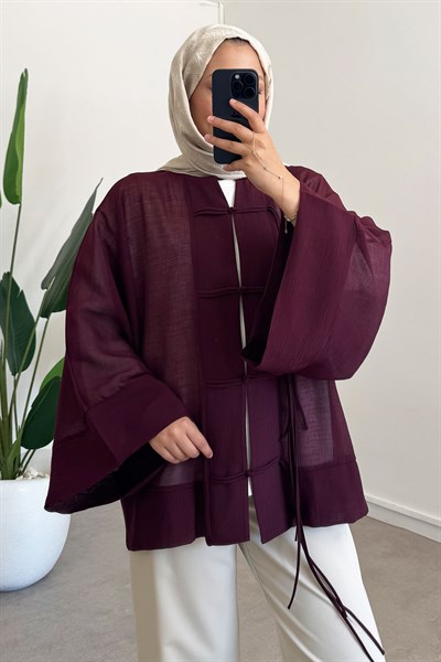 Kimono Ceket - Bordo