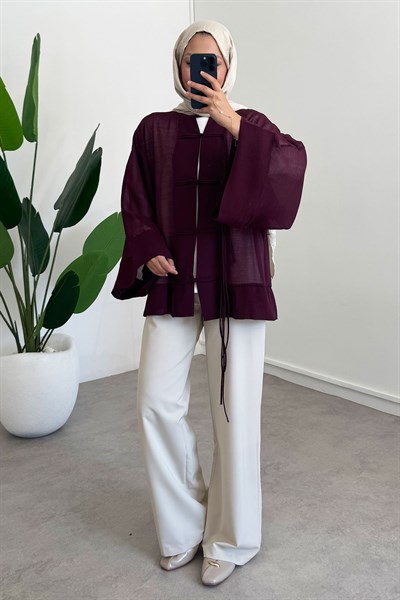 Kimono Ceket - Bordo
