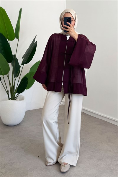 Kimono Ceket - Bordo