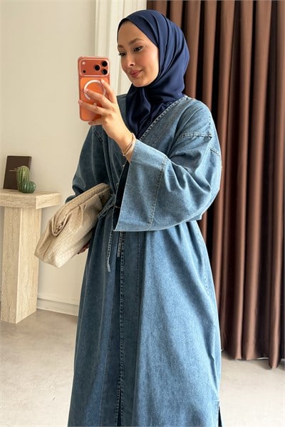 Kimono Denim Takım - Açık Kot