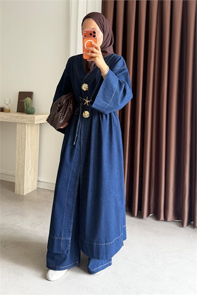 Kimono Denim Takım - Koyu Kot
