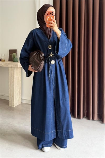 Kimono Denim Takım - Koyu Kot