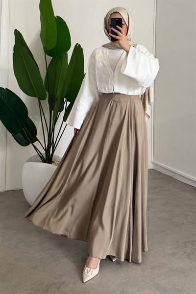 Kloş Parçalı Etek - Haki Yeşil