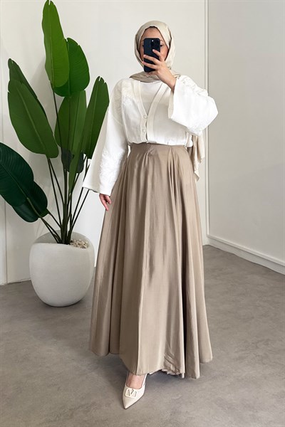 Kloş Parçalı Etek - Haki Yeşil