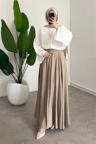 Kloş Parçalı Etek - Haki Yeşil