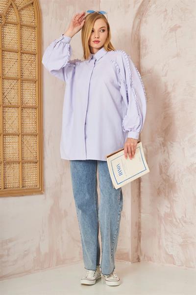 Kol Büzgülü Gömlek 4-6672 - LİLA