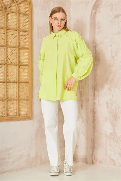 Kol Büzgülü Gömlek 4-6672 - OLİVE