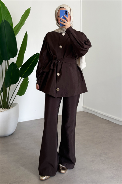 Kolu Piliseli Takım - Kahverengi