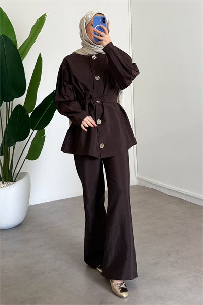 Kolu Piliseli Takım - Kahverengi