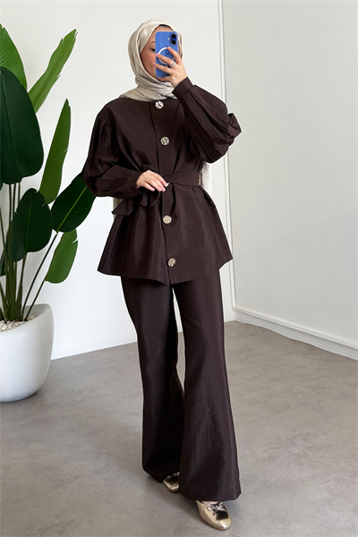 Kolu Piliseli Takım - Kahverengi