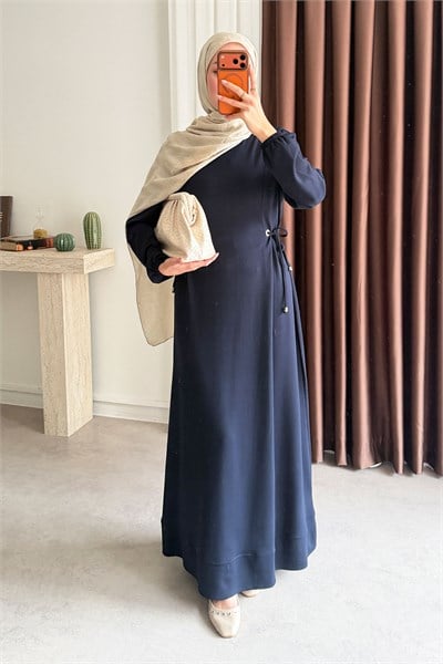 Kuş Gözlü Oysh Elbise - Lacivert