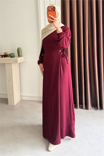 Kuş Gözlü Oysh Elbise - Mürdüm