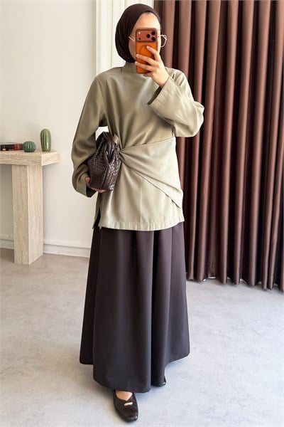 Kuşaklı Tunik - Olive