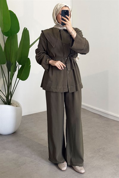 Mendil Yaka Tensel Takım - Haki Yeşil