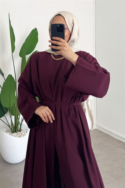 Modal Elbise Takım - Bordo