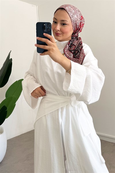 Modal Elbise Takım - Ekru