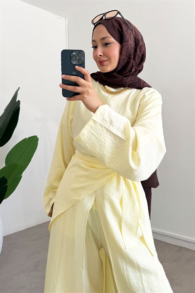 Modal Elbise Takım - Sarı