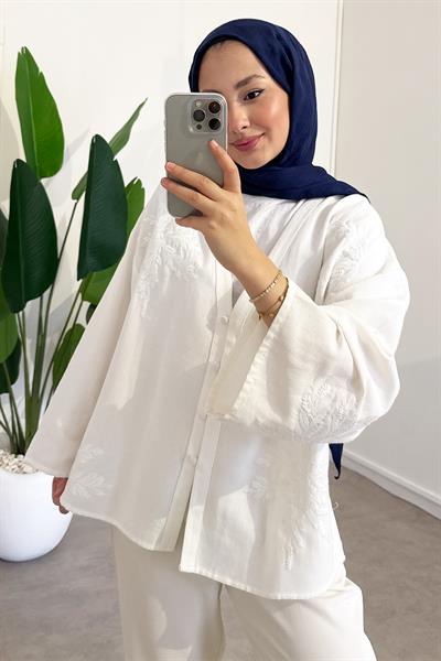 Nakışlı Ceket - Ekru