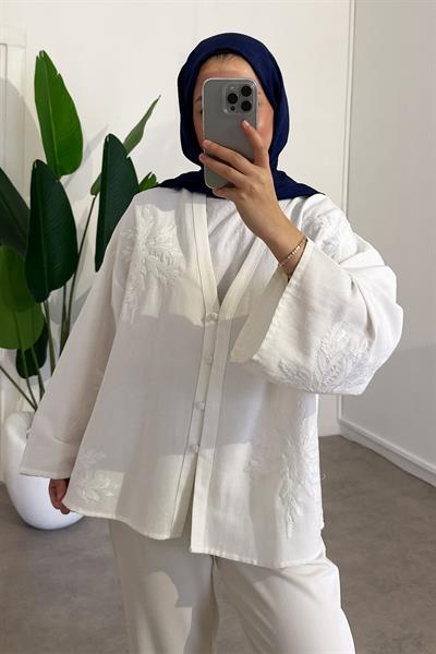 Nakışlı Ceket - Ekru