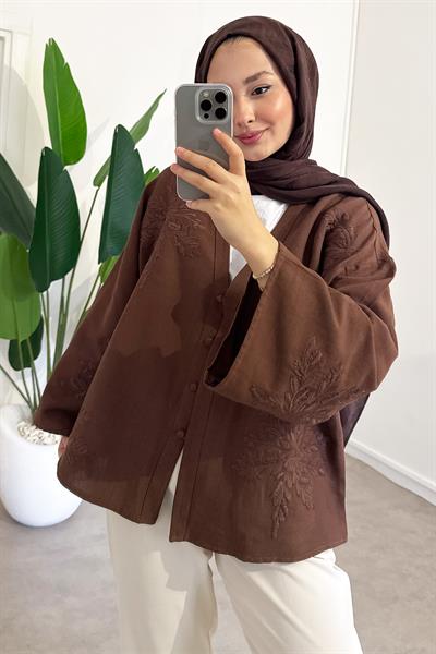 Nakışlı Ceket - Kahverengi
