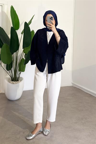 Nakışlı Ceket - Lacivert