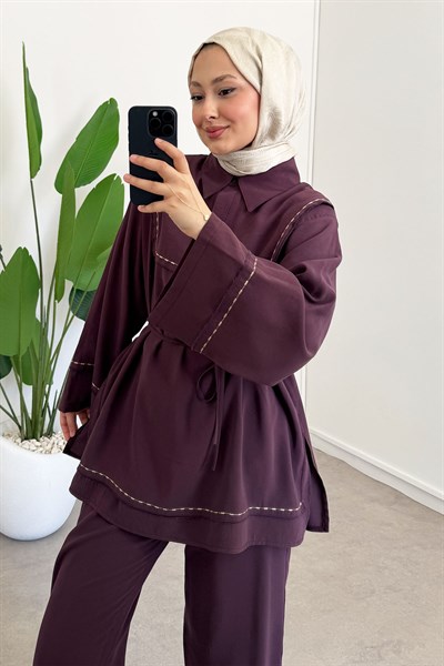 Nakışlı Modal Takım - Bordo